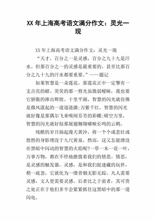 2012上海高考满分作文：灵光一现（选段）_750字