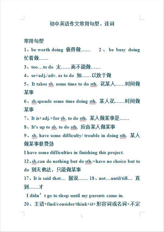 初中英语老师:英语作文常用句型就这些!果断收藏,轻松得满分!