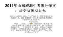 2011山东威海中考满分作文：那令我感动目光_1200字