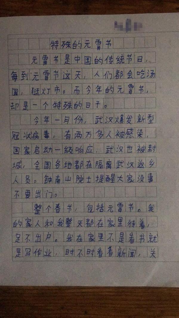 特殊的元宵节!孩子写的这篇作文太真实,献给疫情下的每一个人