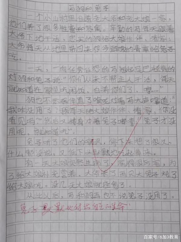 小学生(寓言类)作文,老师:不怕写得差,敢写就是好样的!
