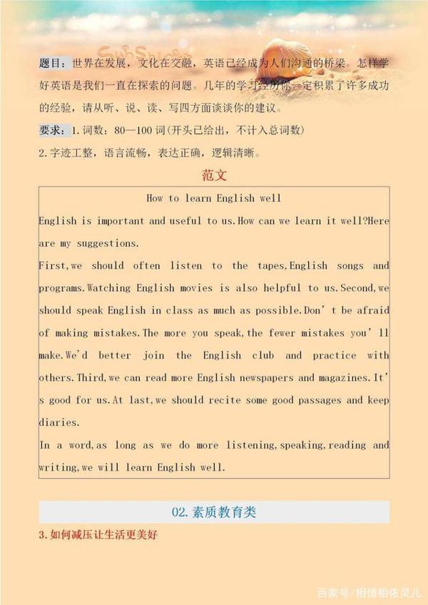 英语老师整理:初中3年11类热门话题作文,7-9年级学生必备 2