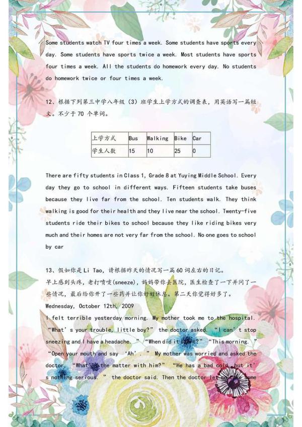 初中英语:精选作文范文21篇!收藏起来慢慢背,中考作文拿满分 7
