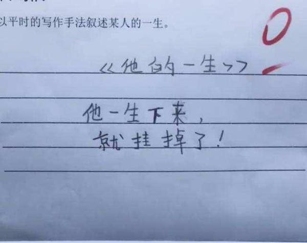 盘点小学生的0分作文,脑回路清奇,气哭老师,气急家长 1