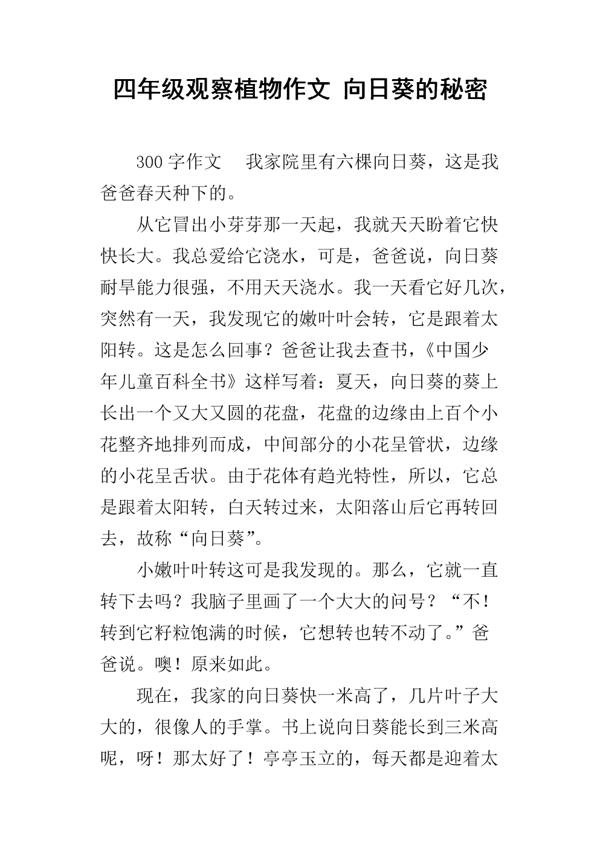 我愿化作一朵向日葵作文