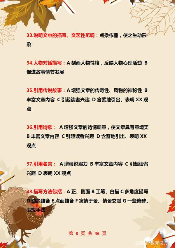 小学语文:各类答题模板+满分作文技巧+满分作文素材,请学学吧! 7