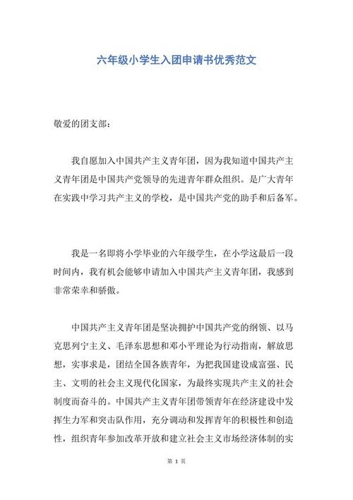 六年级小学生申请表