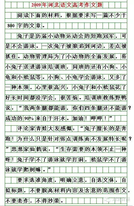2009年湖北省高考作文题目：On脚