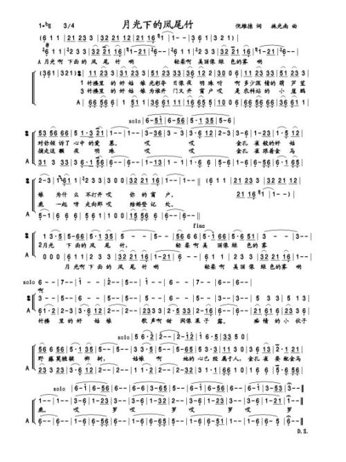 月光下的凤尾竹300字