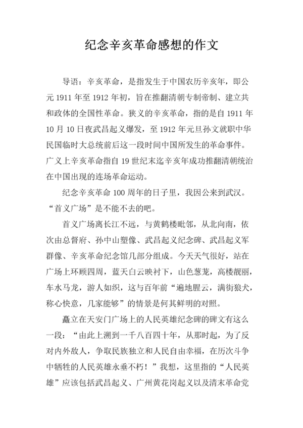 战争论文：关于1911年800字革命的思考