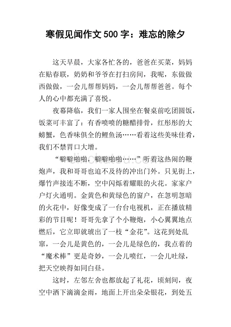 寒假体验_1200字