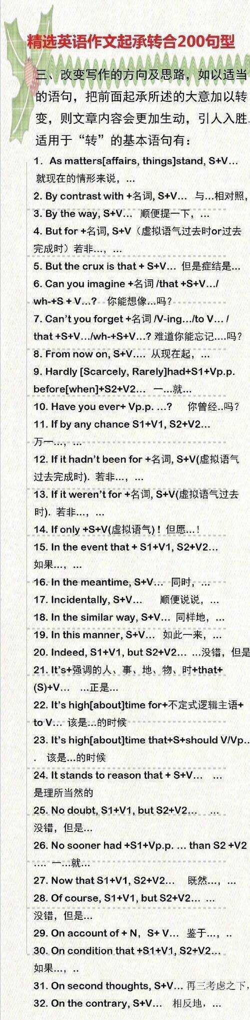 考试作文中常用的句型
