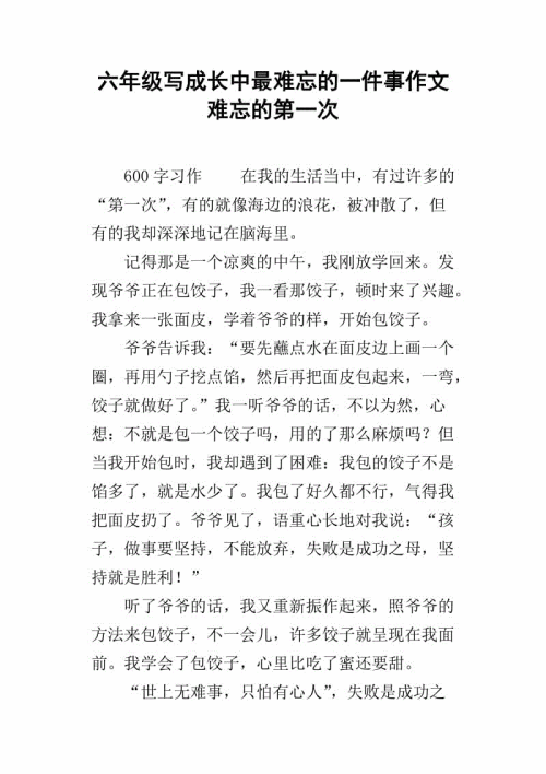 难忘的经历_800字