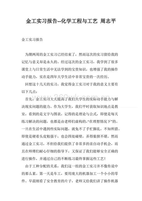 金属加工实践报告-化学工程与技术冯震