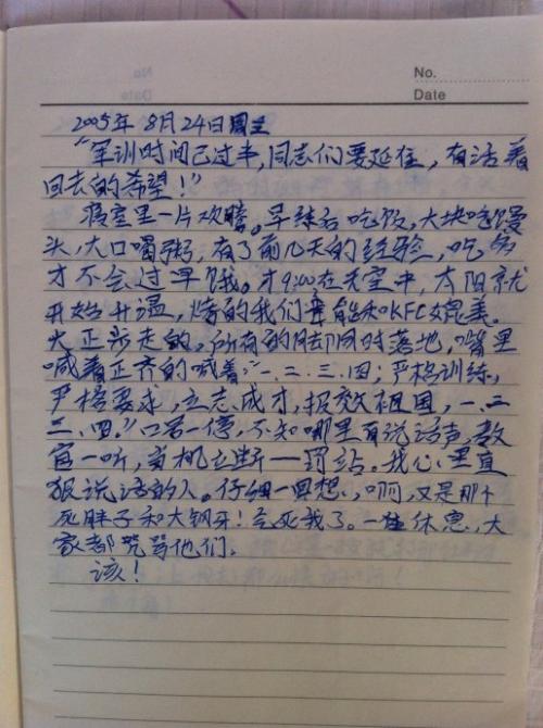 精美的军训篇：军训日记_800字