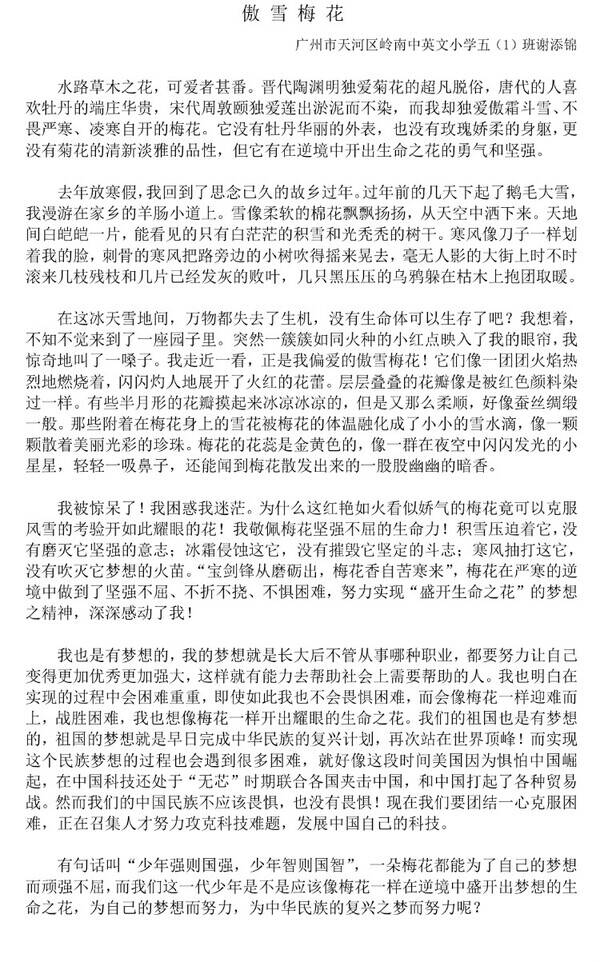 茅盾青年文理学院优秀作品：敖雪梅华