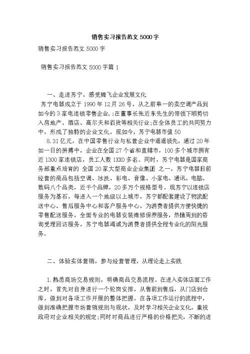 2016年销售实践报告样本
