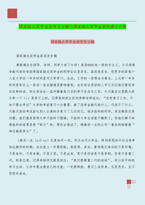 关于获得国家励志奖学金的言论