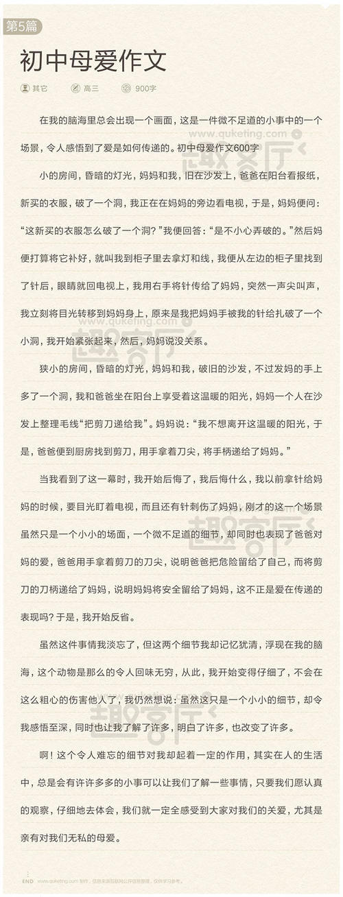 关于母爱的构图：多种风味的母爱_550个单词