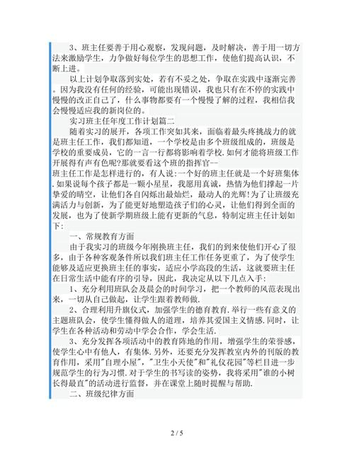 精选班主任实习计划