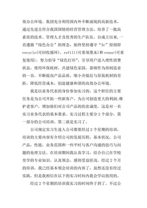 推销员实习报告模板