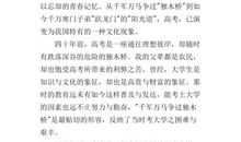 2017年全国卷3高考命题作文范文：从独木桥到阳光道——我看高考