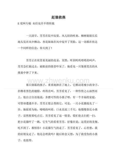 捉住猫并保存燕子_450个单词