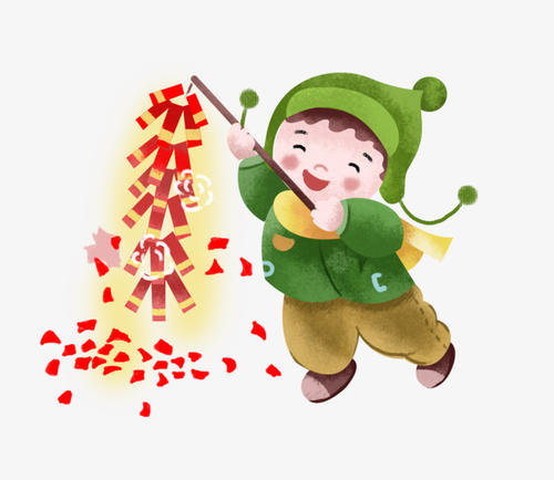 在新的一年里放鞭炮