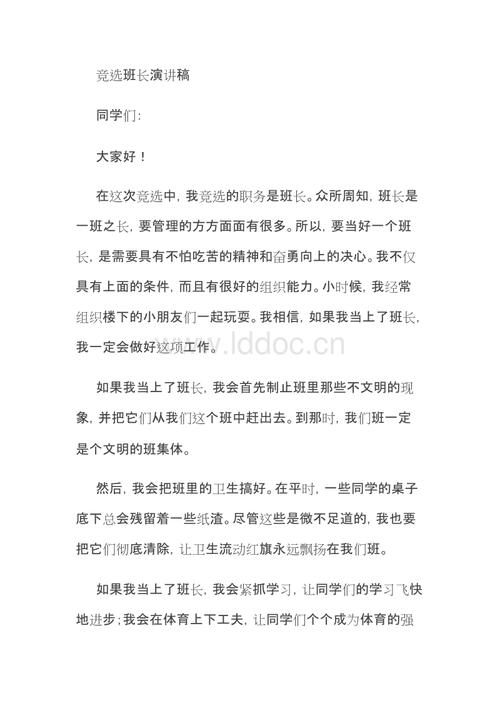 选举小队长讲话