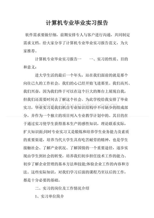 2018年计算机专业毕业实习报告摘要（1）