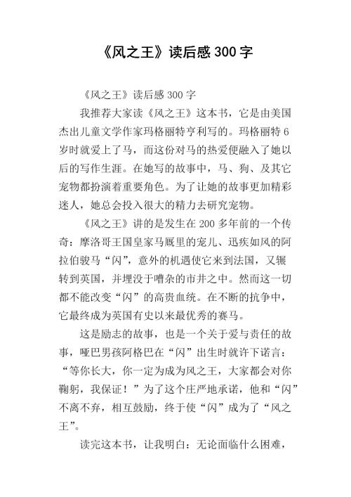 读《风之王》后的感想