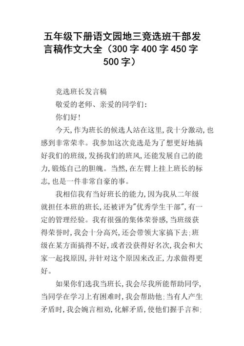选举班干部讲话