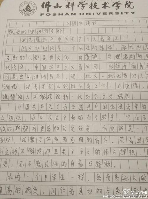 青年最佳书面申请