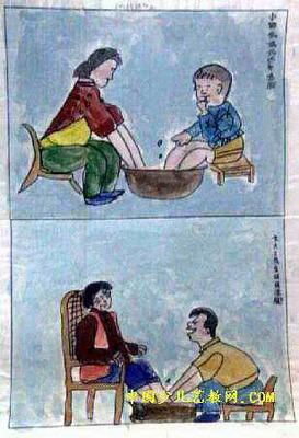 洗妈妈的脚，看图片写字