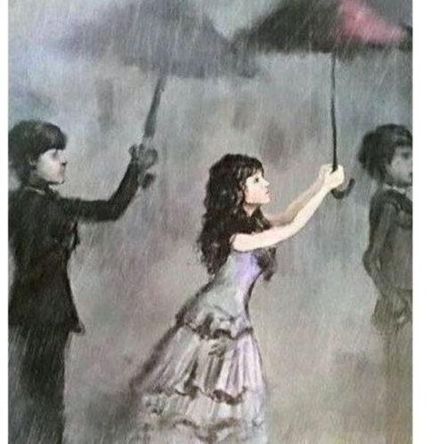 他在雨中