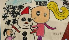 我和妈妈堆雪人