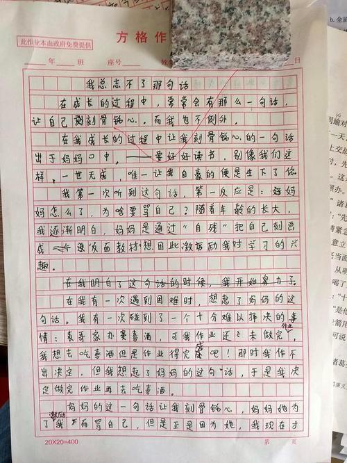 我不会忘记那句话和300个单词的作文