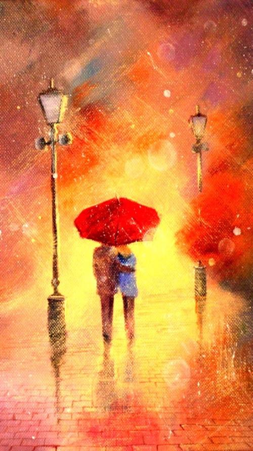 雨中的雨伞