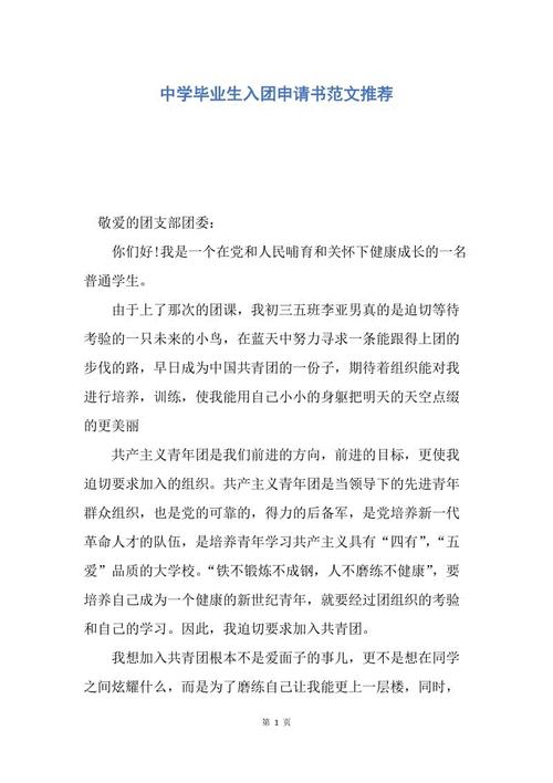 高中生申请表样本