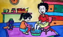 第一次洗脚给妈妈洗脚