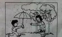 给妈妈送伞的看图写话