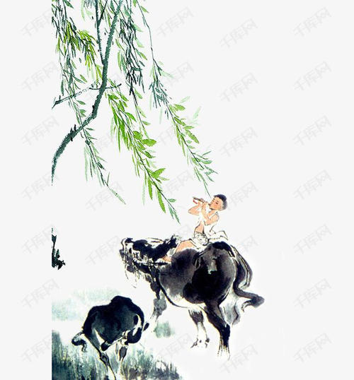 吹水墨画