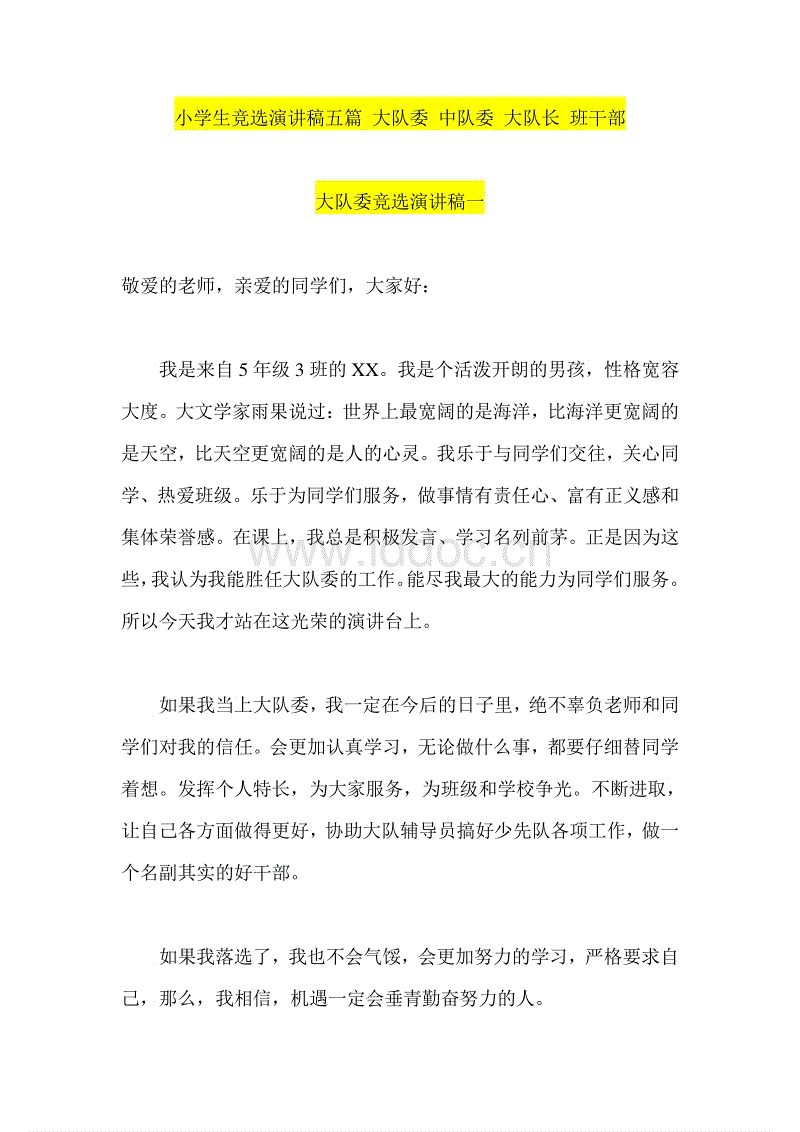 竞选干部讲话