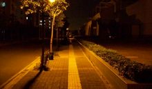夜晚，路灯下
