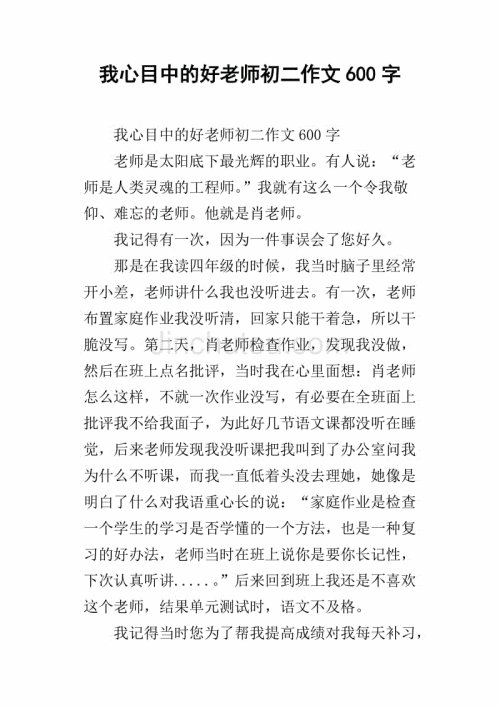 我心中的一位好老师600字