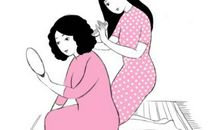 第一次给妈妈梳头