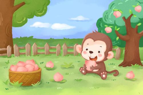 采摘桃子,看图片写词