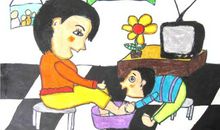 帮妈妈洗脚看图写话一年级