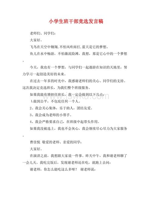 再次选举班长的演讲