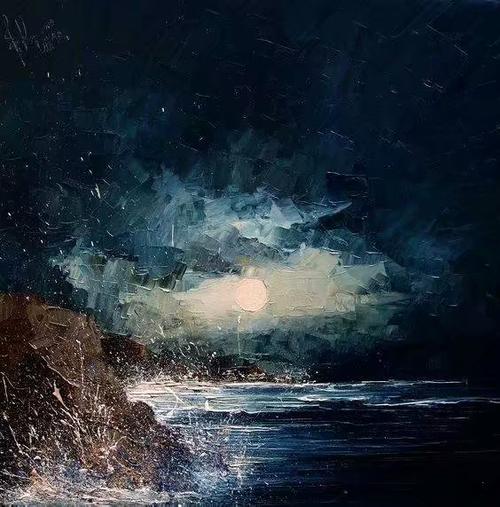 月亮下的海